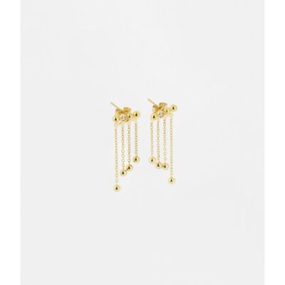 Boucles d'oreilles Zag en acier doré et oxyde de zirconium