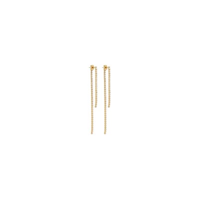 Boucles d'oreilles Zag en acier doré et oxyde de zirconium