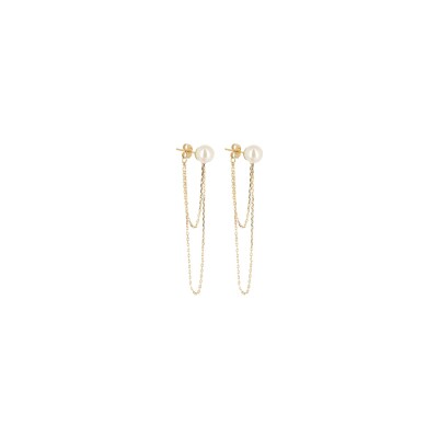 Boucles d'oreilles Zag en acier doré et perle