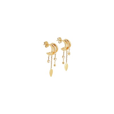 Mini boucles d’oreilles Zag en acier doré et oxyde de zirconium