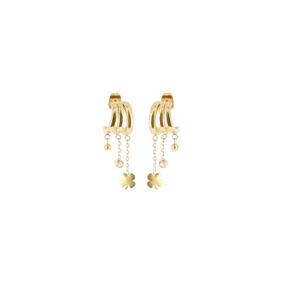 Mini boucles d’oreilles Zag en acier doré et oxyde de zirconium
