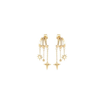Mini boucles d’oreilles Zag en acier doré et oxyde de zirconium
