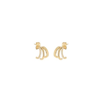Mini boucles d’oreilles Zag en acier doré et oxyde de zirconium