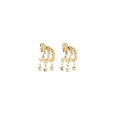 Mini boucles d’oreilles Zag en acier doré et oxyde de zirconium