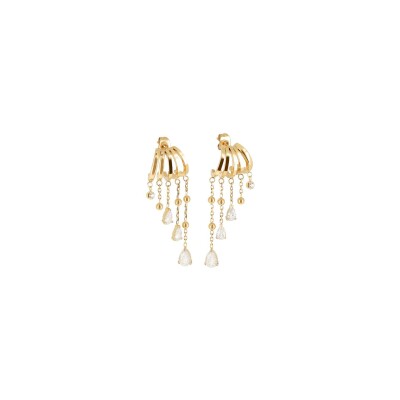 Mini boucles d’oreilles Zag en acier doré et oxyde de zirconium