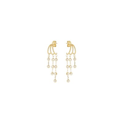 Mini boucles d’oreilles Zag en acier doré et oxyde de zirconium