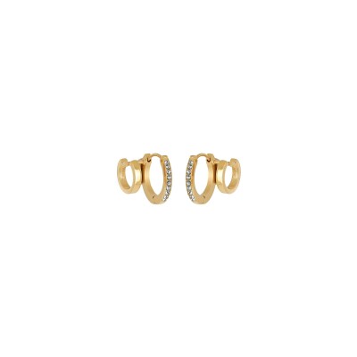 Mini boucles d’oreilles Zag en acier doré et oxyde de zirconium