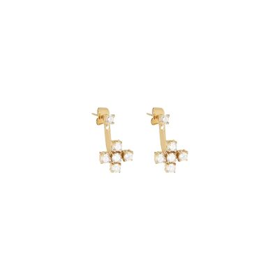 Boucles d'oreilles Zag Pietro  en acier doré et oxyde de zirconium