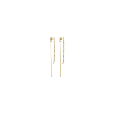 Boucles d'oreilles Zag Akane en acier doré et oxyde de zirconium