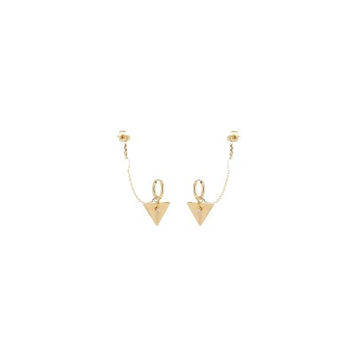 Boucles d'oreilles Zag en acier doré et oxyde de zirconium