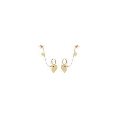 Boucles d'oreilles Zag en acier doré et oxyde de zirconium