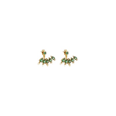 Boucles d'oreilles Zag Stoneto en acier doré et oxyde de zirconium