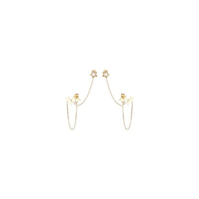 Boucles d'oreilles Zag Pistis  en acier doré et nacre