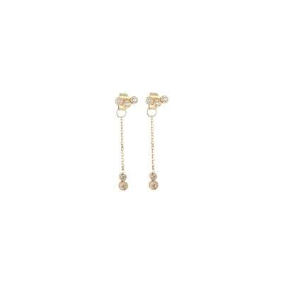 Boucles d'oreilles Zag Giarre en acier doré et oxyde de zirconium