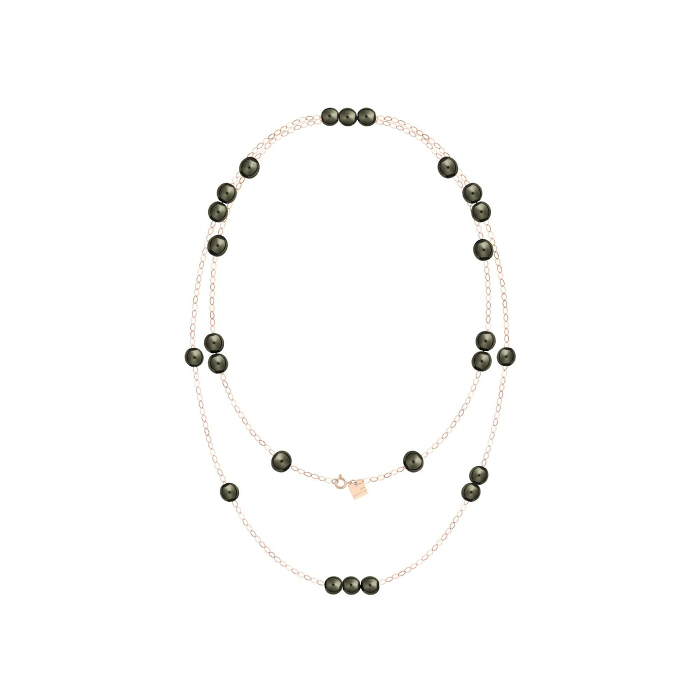 Collier GINETTE NY GEORGIA en or rose et obsidiennes