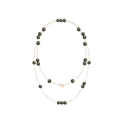 Collier GINETTE NY GEORGIA en or rose et obsidiennes