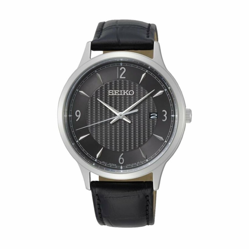 Montre Seiko Classique Homme Quartz acier cuir noir SGEH85P1