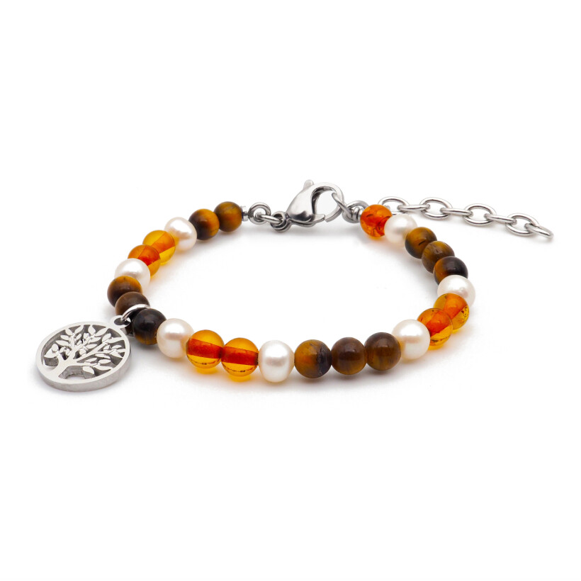 Bracelet Les perles de Venus Stilivita Equilibre en acier, perles et œil de tigre