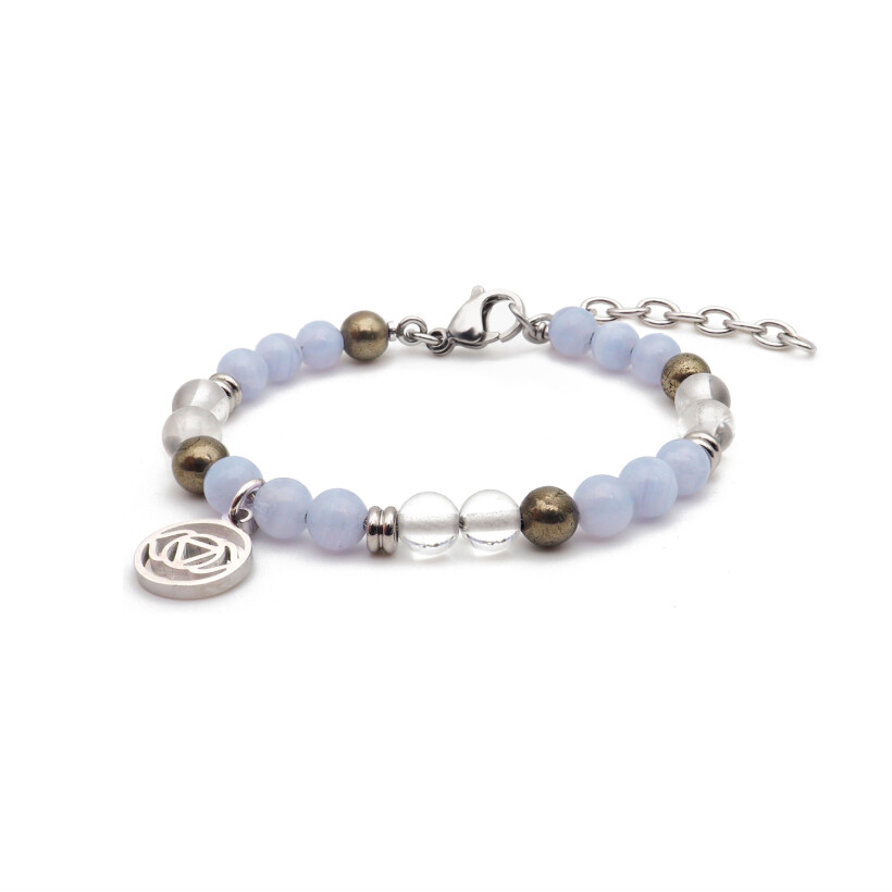 Bracelet Les perles de Venus Stilivita Equilibre en acier, calcédoine et cristal de roche