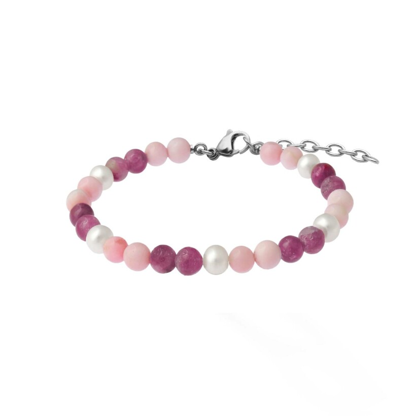 Bracelet Les perles de Venus Stilivita Equilibre en acier, opale, tourmaline rose et perles