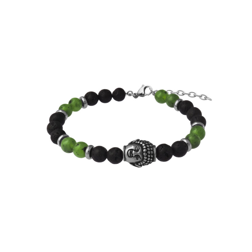 Bracelet Les perles de Venus Stilivita Equilibre en acier, jade néphrite et pierre de lave