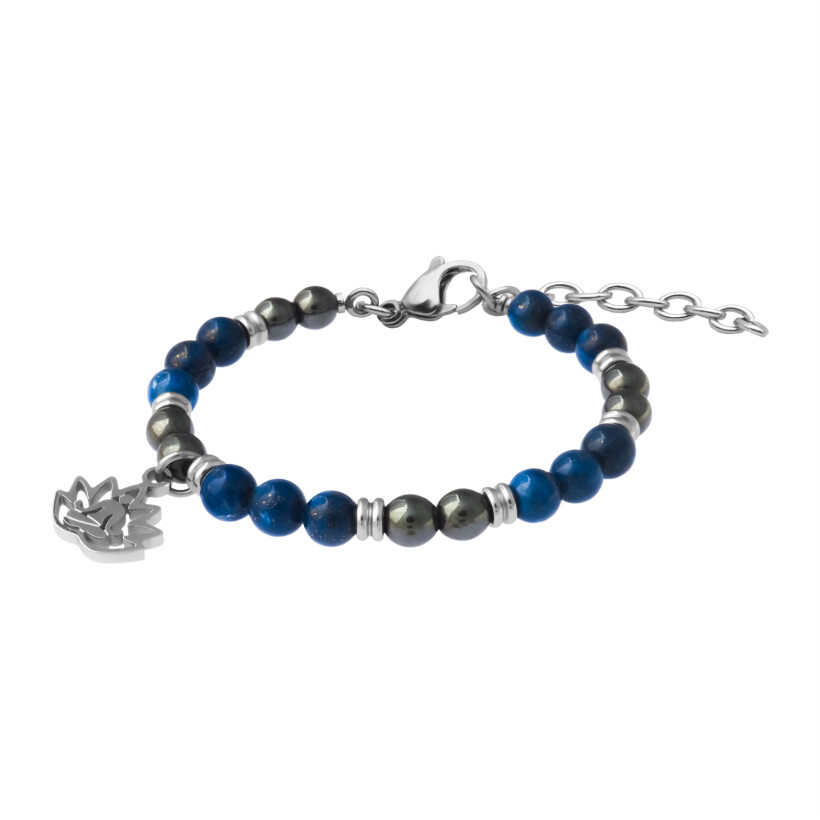 Bracelet Les perles de Venus Stilivita Médecine Douce en acier, hématite et lapis lazuli