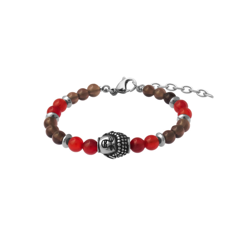 Bracelet Les perles de Venus Stilivita Médecine Douce en acier, cornaline et quartz fumé