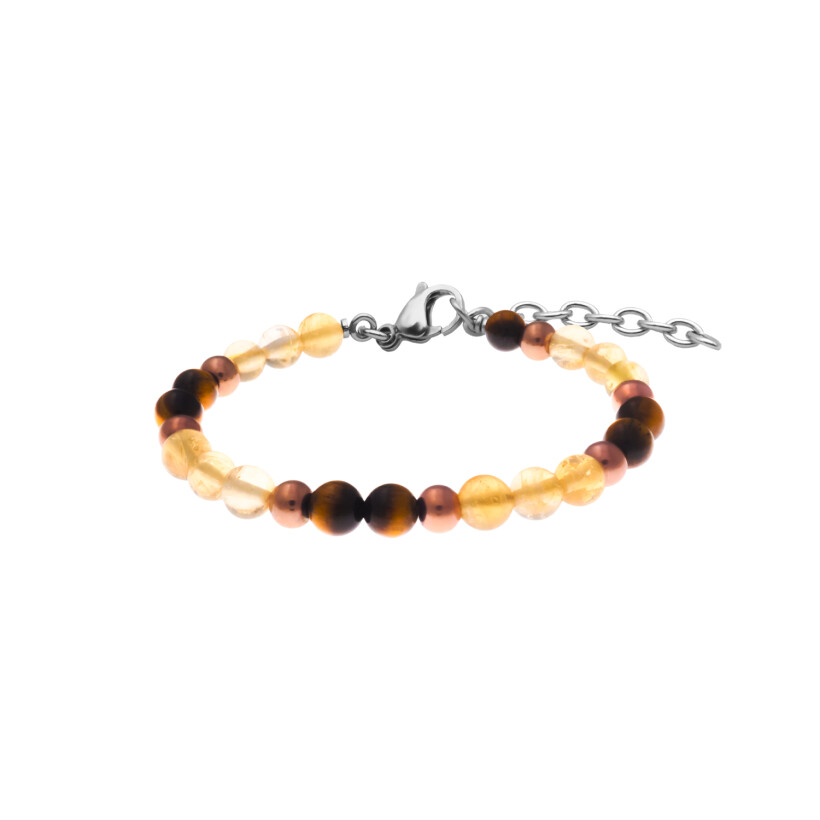 Bracelet Les perles de Venus Stilivita Equilibre en acier, citrine et œil de tigre