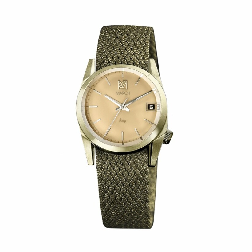 Montre March L.A.B Sixty Almond - Bracelet perlon gold