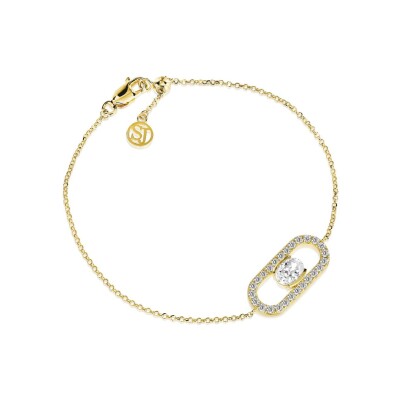 Bracelet Sif Jakobs Ellisse en argent plaqué or jaune et zircons