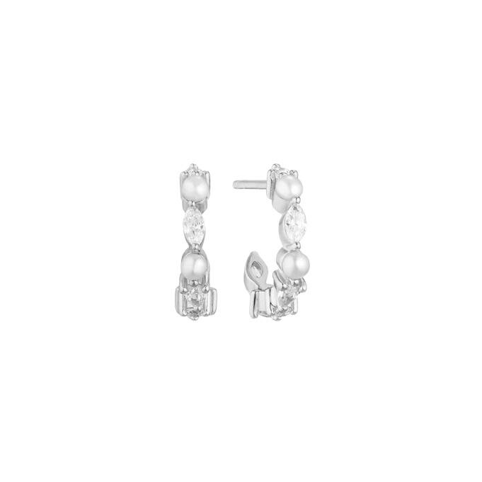 Boucles d'oreilles Sif Jakobs Adria en argent, oxydes de zirconium et perle d'eau douce