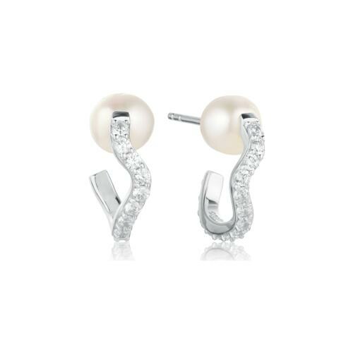 Boucles d'oreilles Sif Jakobs Ponza en argent, oxydes de zirconium et perle d'eau douce