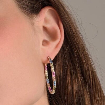 Boucles d'oreilles SIF Jakobs Ellisse en argent et zircons multicolores