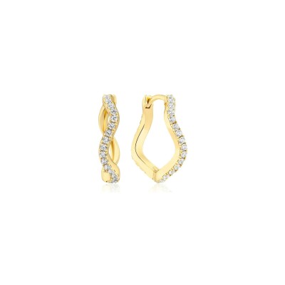 Boucles d'oreilles Sif Jakobs Ellera Waves Grande en argent plaqué or jaune et zircons