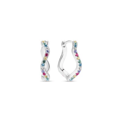 Boucles d'oreilles Sif Jakobs Ellera Waves Grande en argent et zircons multicolores