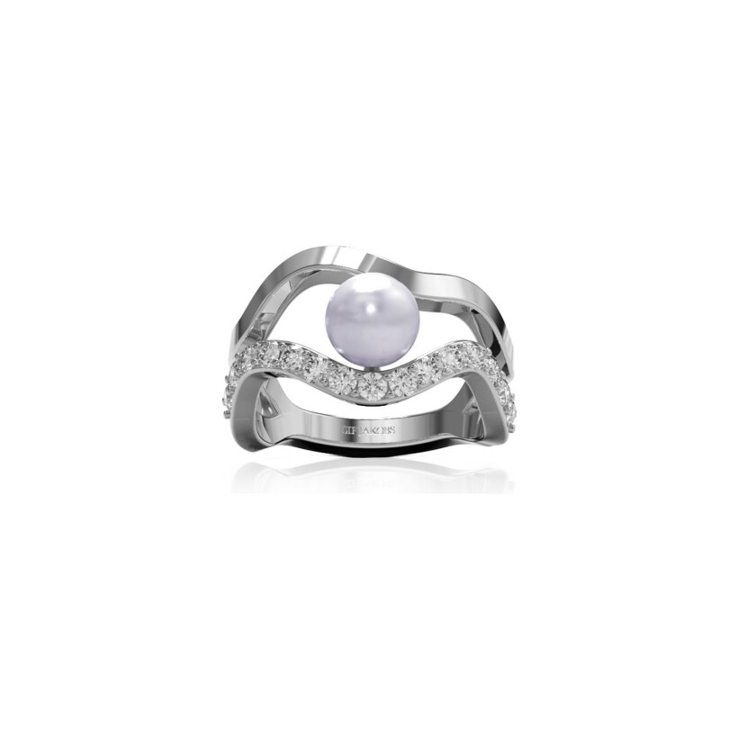 Bague Sif Jakobs Ponza en argent, oxydes de zirconium et perle d'eau douce