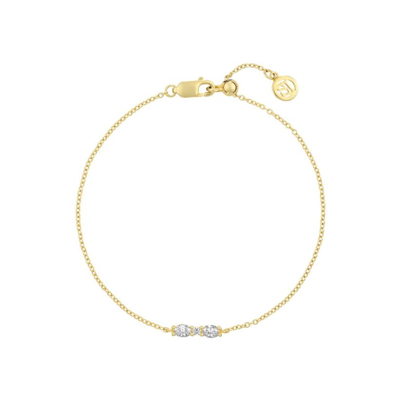 Bracelet SIF Jakobs Ellera Ovale en plaqué or et zircons blancs