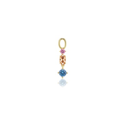 Charm Sif Jakobs Pendolo Tre en argent plaqué or jaune et zircons multicolores