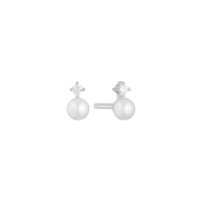 Boucles d'oreilles Sif Jakobs Adria Uno Piccolo en argent, perle d'eau douce et zircons