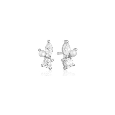 Boucles d'oreilles Sif Jakobs Adria Tre Piccolo en argent, perle d'eau douce et zircons