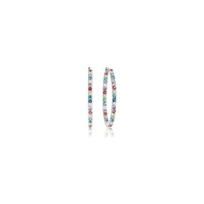 Boucles d'oreilles créoles Sif Jakobs Bovalino en argent et zircons multicolores