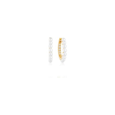 Boucles d'oreilles Sif Jakobs Padua Medio en argent plaqué or jaune, perle d'eau douce et zircons