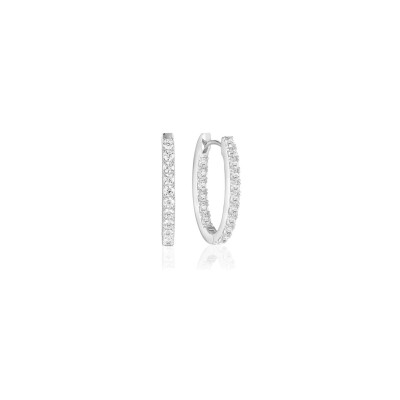 Boucles d'oreilles créoles Sif Jakobs Ellisse en argent et zircons blancs