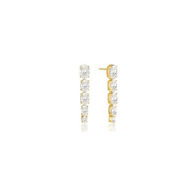 Boucles d'oreilles Sif Jakobs Ellisse Cinque en argent plaqué or jaune et zircons