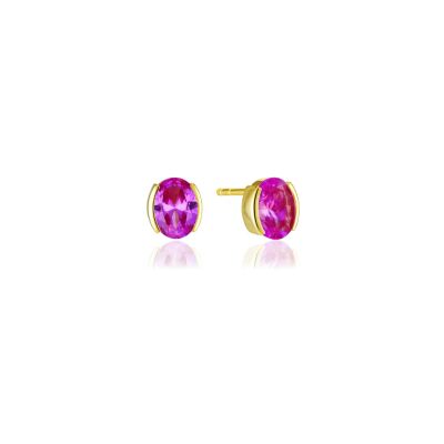 Boucles d'oreilles SIF Jakobs Ellisse Carezza en plaqué or et zircons roses