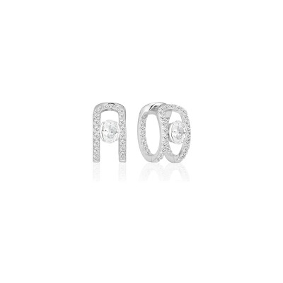 Boucles d'oreilles Sif Jakobs Ellisse en argent et zircons blancs