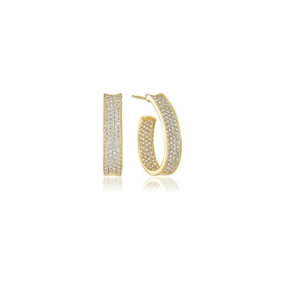Boucles d'oreilles Sif Jakobs Felline Concavo en argent plaqué or jaune et zircons