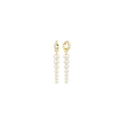 Boucles d'oreilles Sif Jakobs Ponza Sette en argent plaqué or jaune, perle d'eau douce et zircons