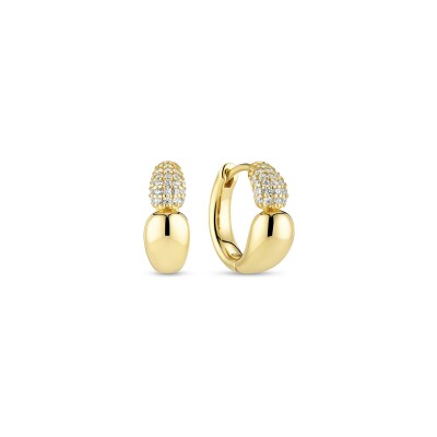 Boucles d'oreilles Sif Jakobs Goccia Creolo Piccolo en argent plaqué or jaune et zircons