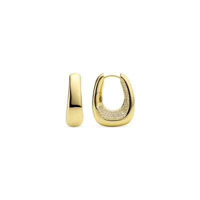 Boucles d'oreilles Sif Jakobs Borsa Pianura Grande en argent plaqué or jaune et zircons blanc